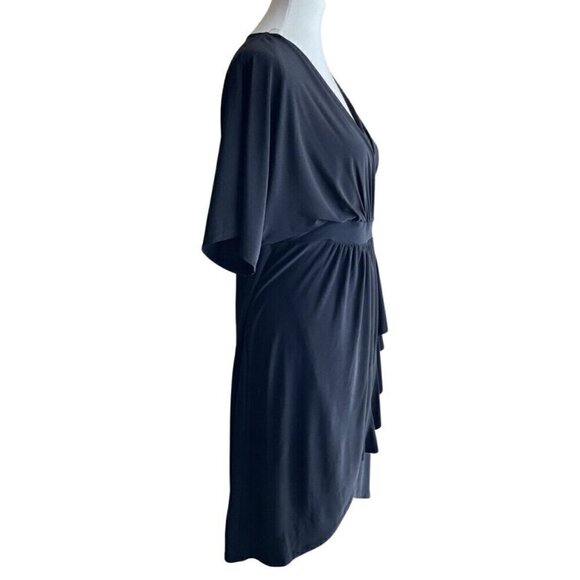 Paper Doll Surplice Ruffled Women's Large Faux Wrap Dress Black Size L - Picture 3 of 11